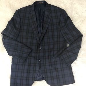 Peter Millar Blue Plaid Wool Sport Coat Size 42R
